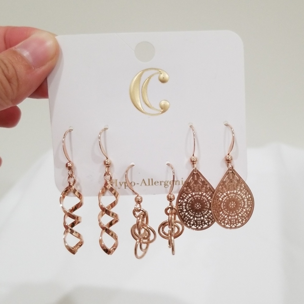 Charming Charlie Rose Gold Earring Set